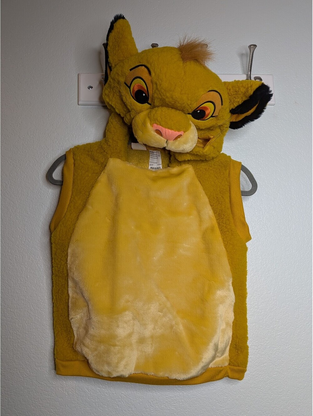 Vintage Disney The Lion King Simba Plush Costume Kids Gold Hooded Halloween Vest